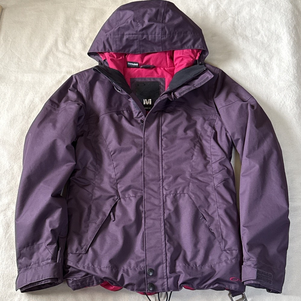 Oakley Snowboarding Jacket Womens Medium Loose Fit Hood Insulated Purple